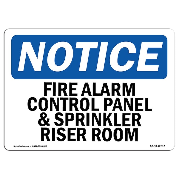OSHA, Fire Alarm Control Panel & Sprinkler Riser Room, 18in X 12in Alum, 12" W, 18" L, Landscape